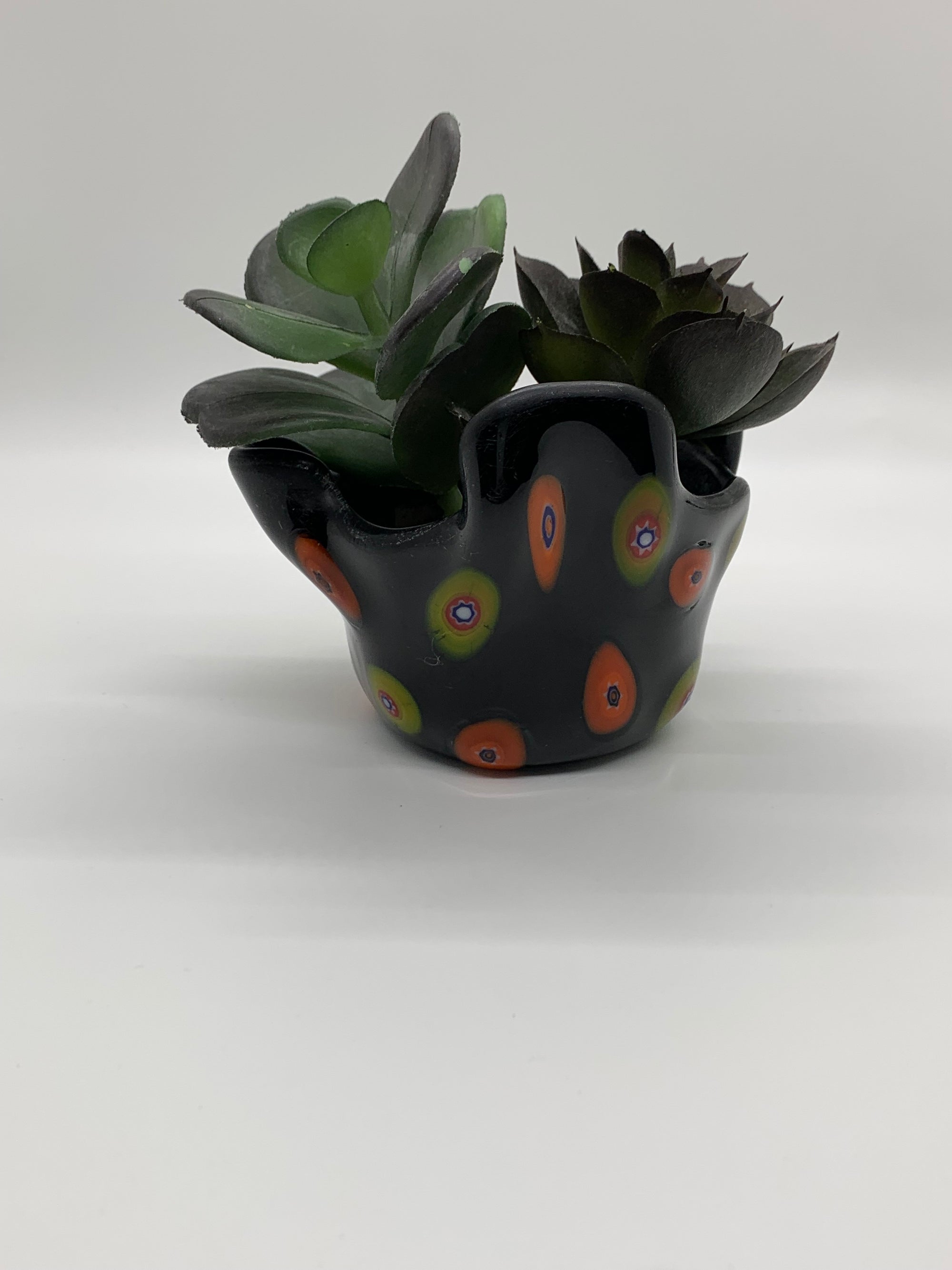 Small Black and Flowers Pot CC
