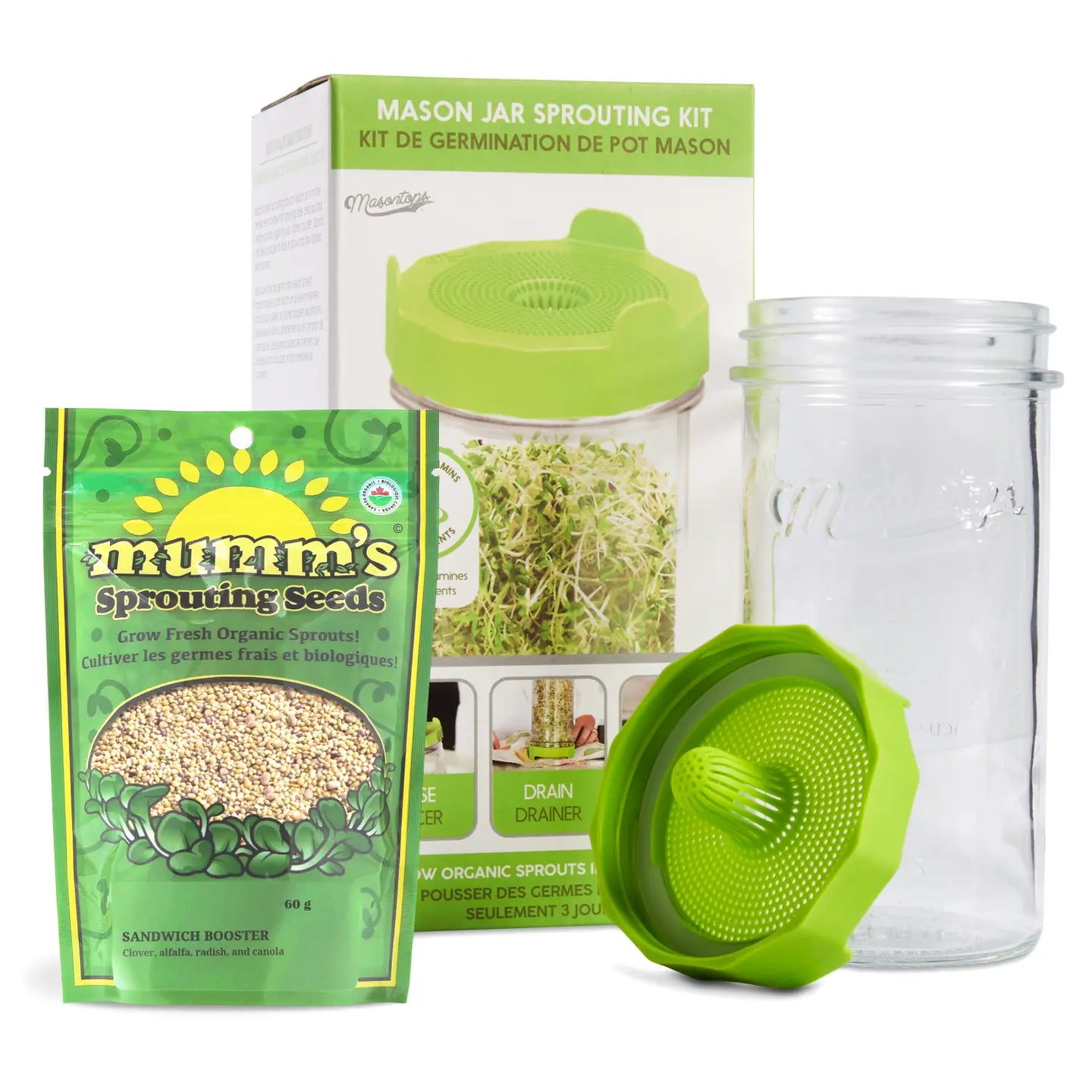 Bean Sprouting Set with Jar, Seeds, and Lid