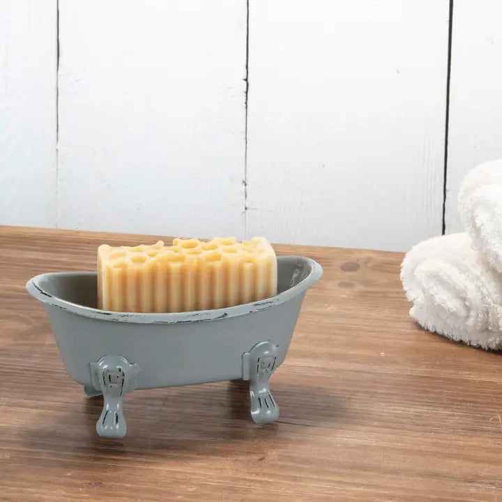 Gray Distressed Enamel Bathtub Soap Dish/Planter FS