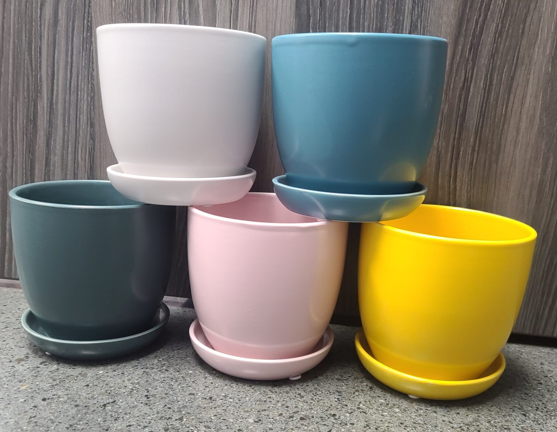 plant pot with attached saucer Bell Planter with Attached Saucer