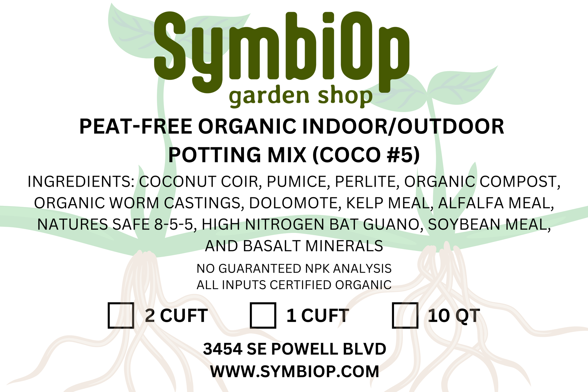 peat mix potting soil SymbiOp Peat-Free Organic Potting Soil Mix (Coco #5)