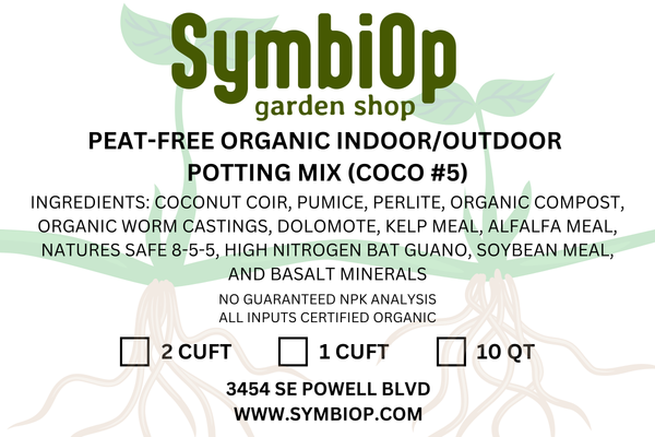 organic peat based potting mix SymbiOp Peat-Free Organic Potting Soil Mix (Coco #5)