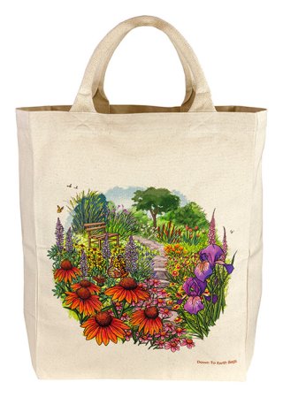 Cotton Canvas Tote Flower Garden LG