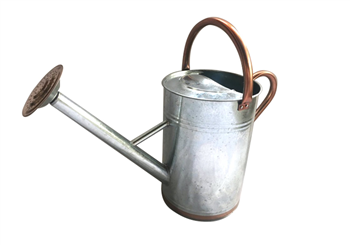 Galvanized Watering Can with Copper Handles