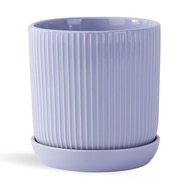 Fluted Cylinder Planter w/ Saucer BFG
