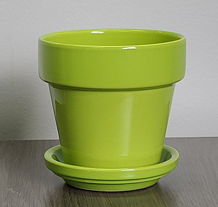 Glazed Standard Pot with Matching Saucer