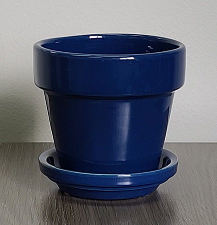 Glazed Standard Pot with Matching Saucer