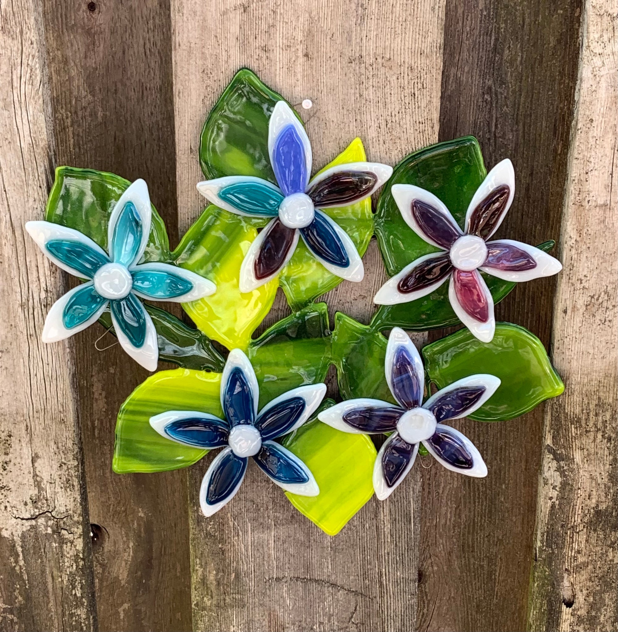 Flower trellis fused glass art CC