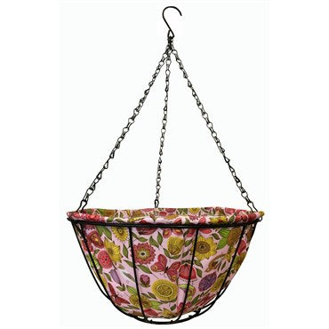 Hanging Basket with Fabric Coco Liner 14" x 7"