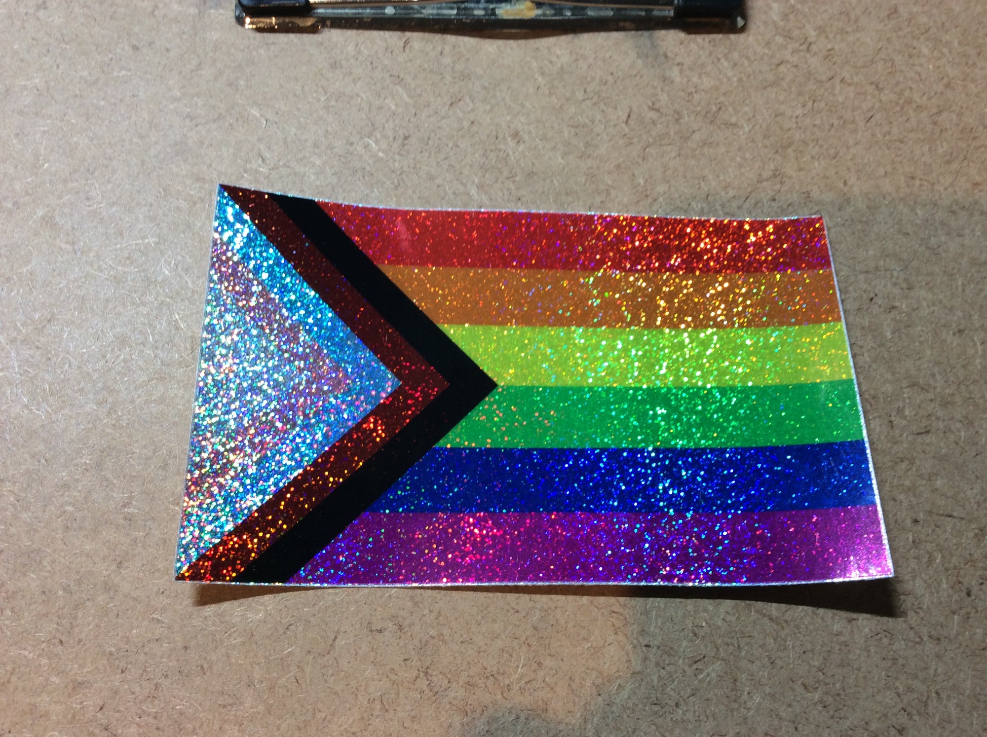 Progress Pride Sticker Stardust Glitter