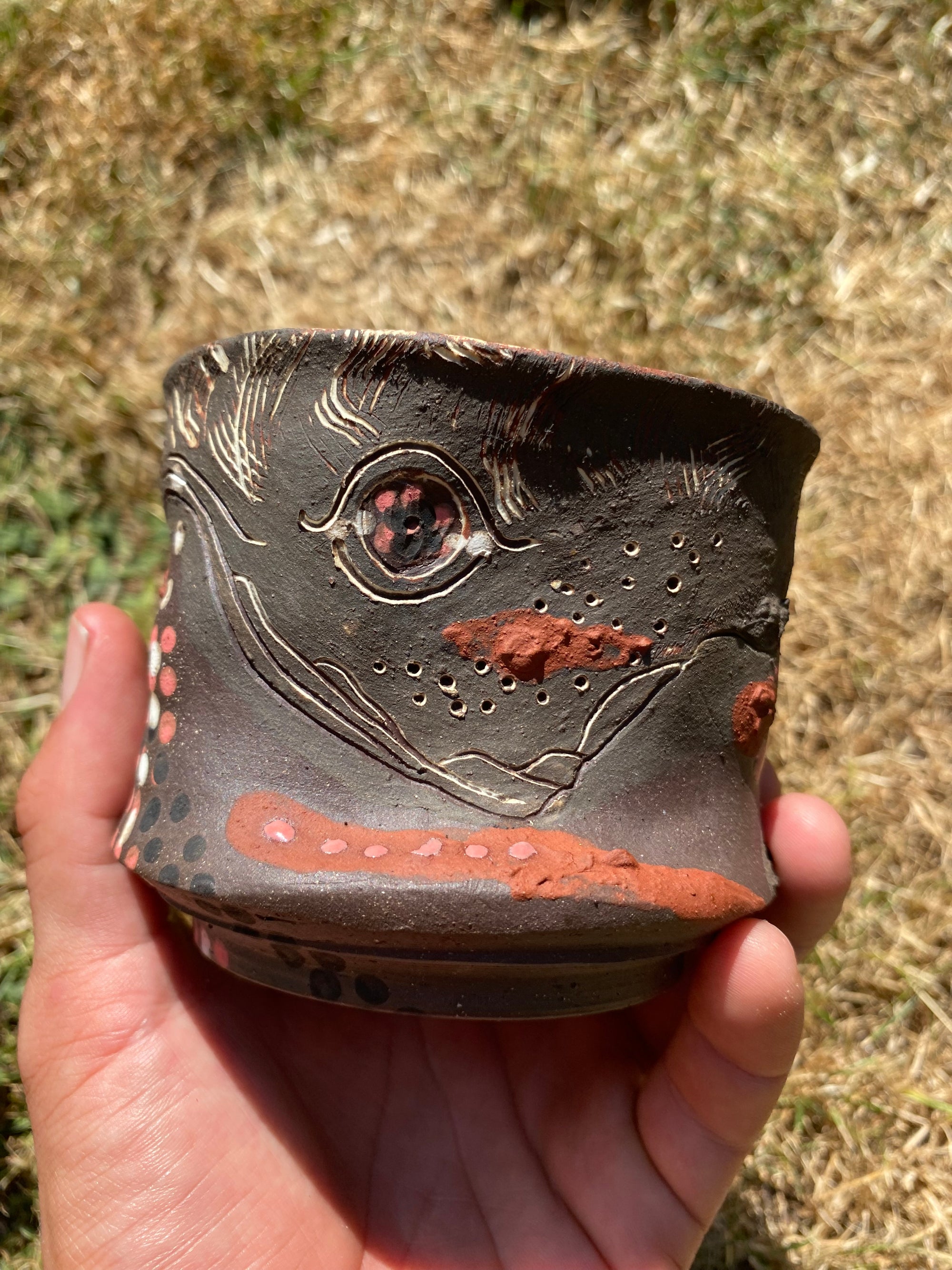 Carved Dark Clay Planter CC