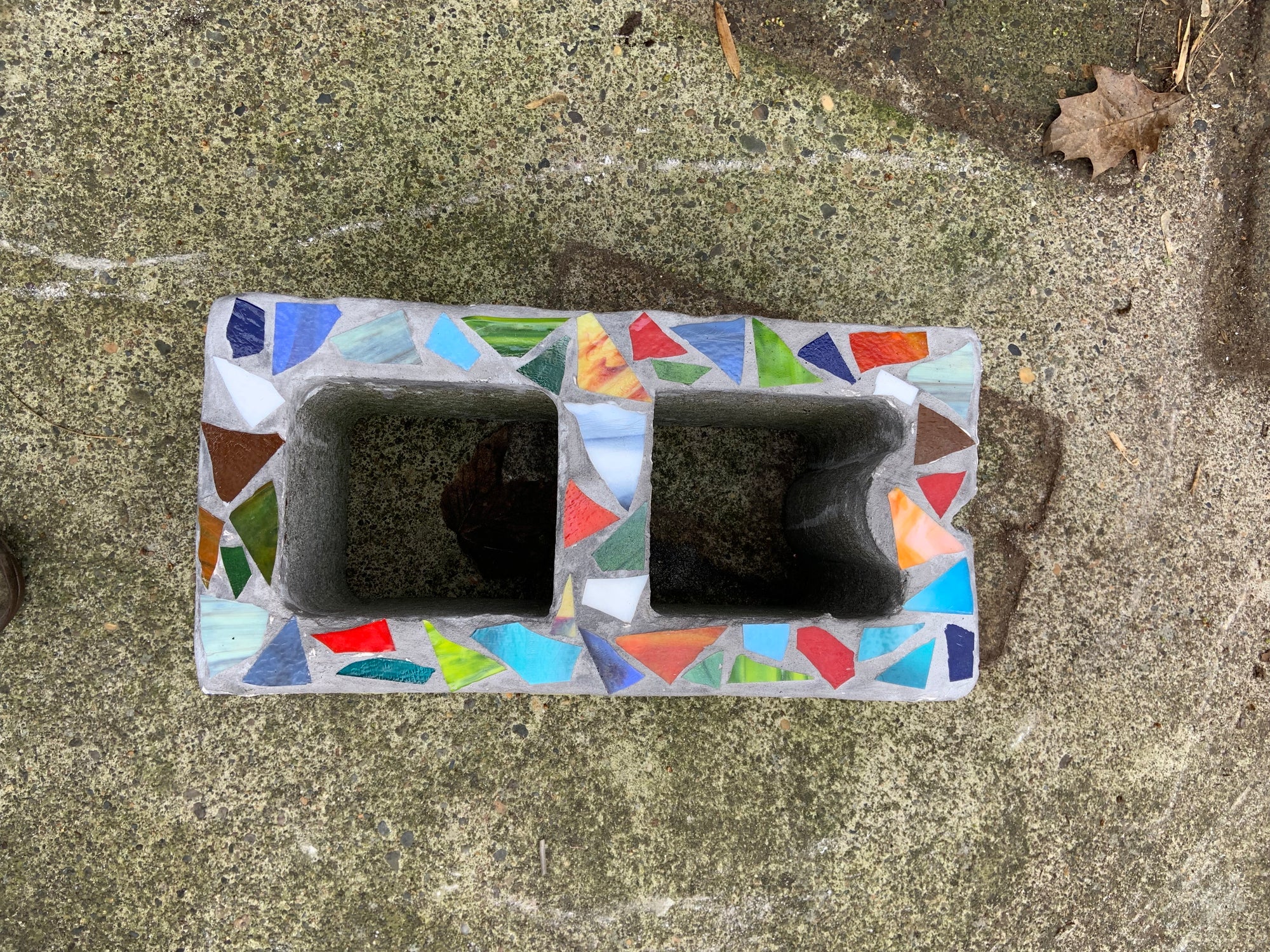 Cinderblock Planter with Glass Inlay CC