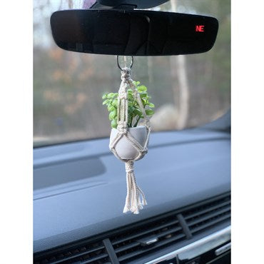 mini macrame car plant hanger Primitive Planters Mini Car Hanger