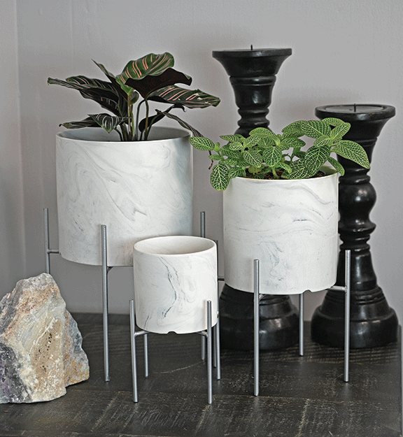 large silver indoor plant pots Essential Metal Plant Stand WP 8" / Brass