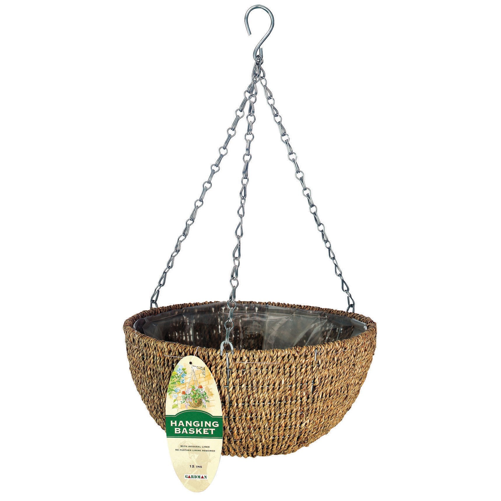 Woven Rope Hanging Basket 14" D