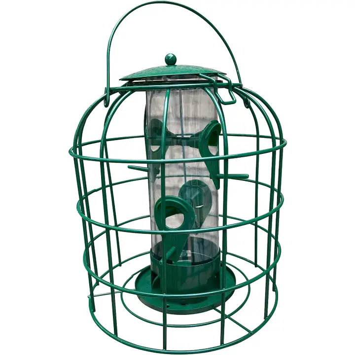 Garden Guru Squirrel Proof Outdoor Caged Tube Bird Feeder