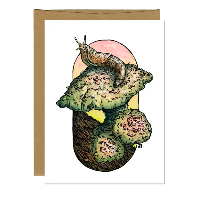 Pink Mushroom Slug Greeting Card