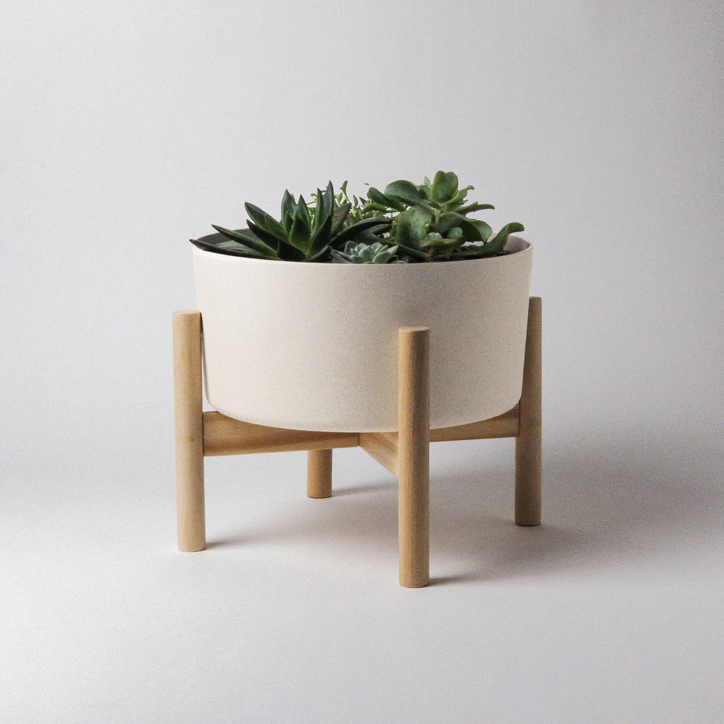 Wide Bamboo Fibre Planter with Stand