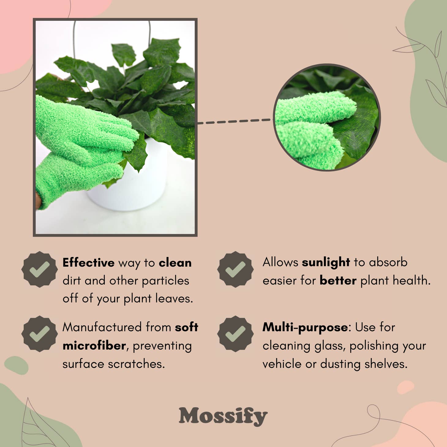 Microfiber Gloves for Leaf Cleaning