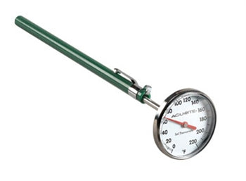 7" Soil Thermometer. It has a green handle.