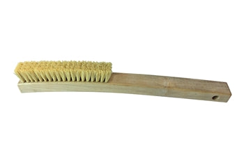 Gardener's Flat Long Handled Brush M-19-S. It has a long wooden handle and short tan bristles.
