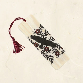 Raven Wood Bookmark with Tassel Eco-Friendly Fine Art