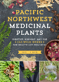 A slate-gray cover with various plant parts including leaves, flowers, and pinecones.