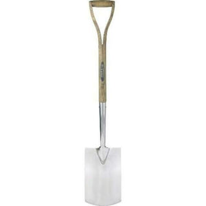 The full spade. It has a shiny silver head and wooden handle.