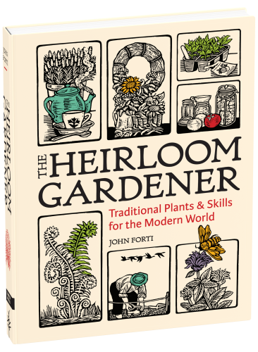 A cream colored book with various garden and home scenes on the cover.