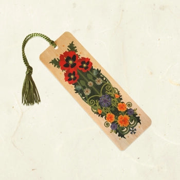 Poppy Spider  Wood Bookmark with Tassel Eco-Friendly Fine Art