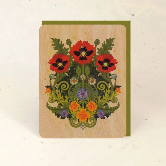 Poppy Spider Sustainable Wood Greeting Card