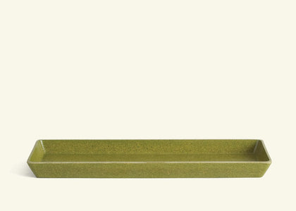 A long green rectangular saucer.
