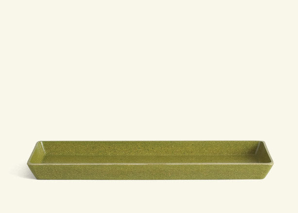 A long green rectangular saucer.