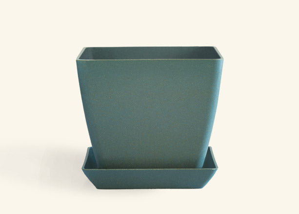biodegradable plastic plant pots EcoFroms 6" Quadra Pot Turquoise
