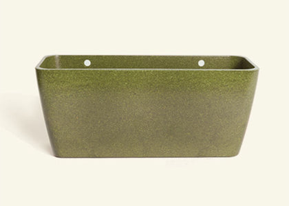 A green rectangular planter.