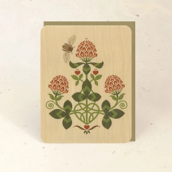 Red Clover Sustainable Wood Greeting Card