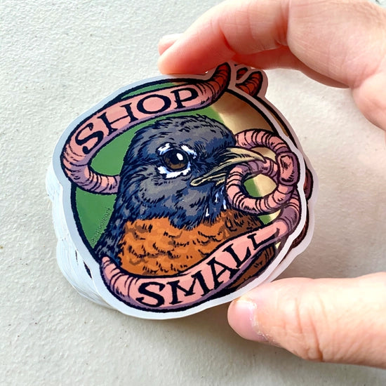 Shop Small Robin Sticker - SymbiOp Garden Shop